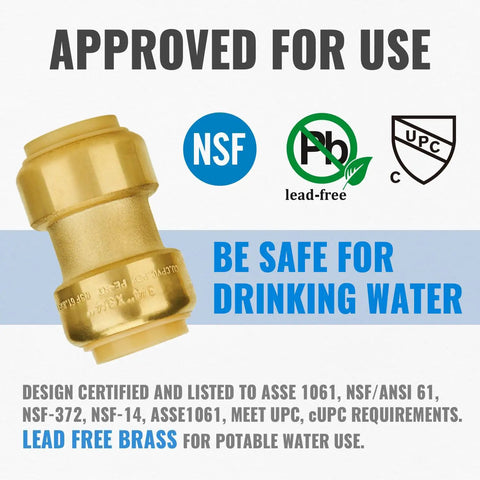 Three Quarter Inch Push To Connect Plumbing Fittings Pack Of 12 Lead Free Brass For Pex Piping Copper And CPVC