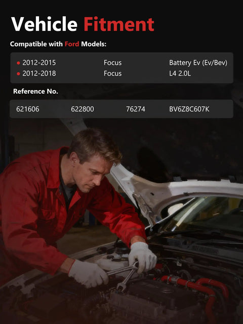 Vehicle fitment details showing compatible Ford models for Engine Radiator Cooling Fan Assembly Direct Bolt On Replacement.