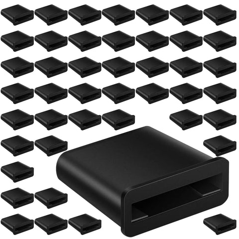 50 Pack Folding Drip Tape Row End Caps For Five Eighth Inch Drip Irrigation Dripless Watering Kit For Vegetable Gardens Easy Install Garden Landscaping Irrigation Ends, black plastic, arranged in rows