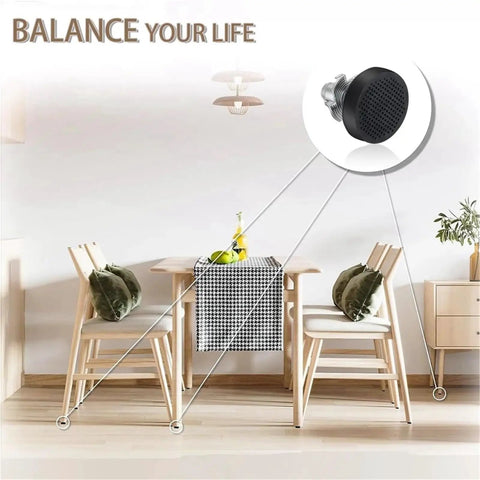 32 Piece M6 Thread Adjustable Furniture Levelers Screw In Chair Feet for tables, chairs, and cabinets in a dining room setting