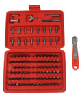 Sumsoctober 105 Piece Screwdriver Bit Set With 36-Tooth Chrome Vanadium Alloy Steel Mini Ratchet Tool Kit, open case