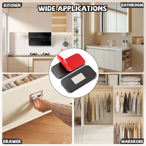 Ultra Thin Magnetic Cabinet Magnets For Smooth Closure 24 Pack With Adhesive Backing in kitchen, bathroom, and closet