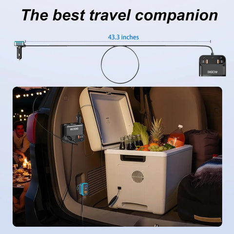 Bulletproof Car Cigarette Lighter Splitter Adapter With Triple 12V Sockets And Six Usb Ports Serving Savage Fast Charging to a cooler.