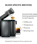 Vertuo Coffee And Espresso Maker By DeLonghi Titan With Aeroccino Milk System, open lid showing brewing process.