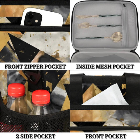 Insulated Picnic Backpack Keeps Food Fresh All Day Your Go To Portable Lunch Bag with pockets and marble texture design.