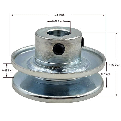 Five Eighth Inch Bore V Belt Pulley Workhorse With Two And A Half Inch Outer Diameter One Groove Carbon Steel Motor Pulley For A 4L And 3L V Belts Zinc Plated For Durability