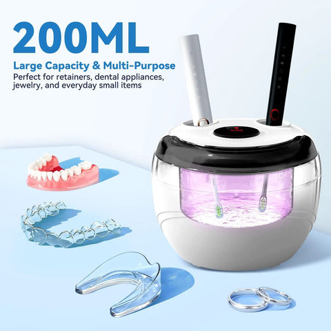 Ultrasonic Retainer Cleaner Machine 45kHz For Retainers, Dentures, Mouth Guards, Aligners, Braces next to dental items