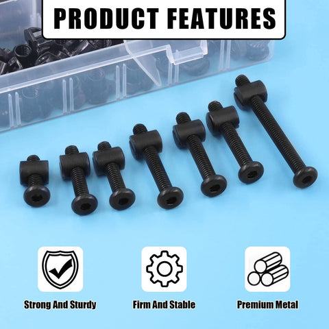 192 Piece M6 Hardware Kit For Wood Furniture And Cabinetry DIY Ready All In One Set hex bolt sizes on blue background