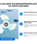 15 Spline Aluminum Outboard Propeller For Yamaha 50 To 130HP Engines With 14x11 Pitch Right Hand Rotation Three Blade Design