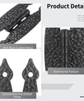 Close-up of 30 Pcs Black Antique H Hinges 3.5 Inch Metal Cabinet Hinges with hammer texture and pre-drilled holes