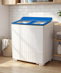 Straight Up The Best Portable Twin Tub Washing Machine With Built In Drain Pump 20 Lbs Compact Laundry Spinner in modern laundry room.