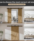 9Ft Sliding Barn Door Hardware Kit For Double Doors, Top Mount Track System With Quiet Rollers And Hangers shown installed