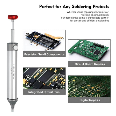 Desoldering Solder Sucker Pump No Clog Vacuum Tool For Electronics, Heat Resistant Desolder Wick Sucking Nozzle, 15mm x 19mm