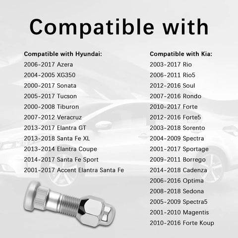 Four Pack M12x1.5 Wheel Stud Bolts Kit For Hyundai Azera Sonata Tucson Veloster Rio Soul, Premium Steel Lug Bolt Replacement Parts That Keep Your Ride Safe And Secure On The Road