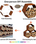 Hexagon Firewood Log Rack Built Tough With Honeycomb Design For Wood Storage Indoor Outdoor Use Durable Steel Pre Rust Finish Big Capacity