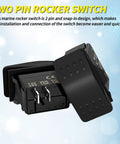 Beefy 12V Marine Rocker Switch For Boat And ATV Waterproof SPST On Off 2 Pin Toggle Switch 20A DC Heavy Duty Auto Electrical Switch For Car UTV Dash Panels, black 2-pin snap-in