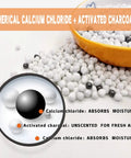 Close-up of spherical calcium chloride and activated charcoal used in 6 Pack Moisture Absorber And Odor Eliminator Hanging Bags For Closets