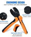 High-carbon steel crimper from All-In-One Solar Crimp Tool Kit 13 Piece Set For Panel Wiring And Installation with ergonomic handle.