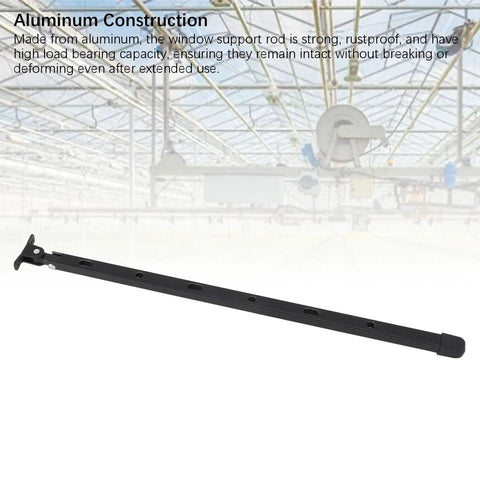 Heavy Duty Aluminum Greenhouse Window Stay Kit With Manual Opener Bar 15.35 Inch Length 6 Screws Fits Most Greenhouse Windows And Roof Vents Black Sturdy Durable Weather Resistant Design For Long Lasting Use