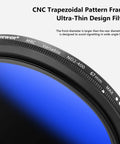67mm Variable ND Filter ND2-ND400 1-9 Stops Dope For Cinematic Shots in ultra-thin CNC trapezoidal design with blue tone