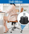 Heavy Duty Low Profile Bell Glides For Office Chairs Featuring Smooth Rolling Nylon Casters And Tight Metal Insert Base In Sleek Black with chair.