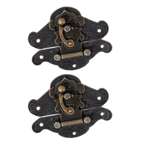 2 Piece Vintage Buckle Latch Zinc Alloy Jewelry Box Latch Hasp With Antique Bronze Finish For Wooden Chest And Suitcase Repair