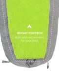 Vaulted footbox of 20 Degree Mummy Sleeping Bag For Camping Backpacking And Hiking Ultralight Warm Cozy With Hood Draft Tube