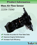 Mass Air Flow Sensor MAF For Toyota Camry RAV4 Corolla Highlander Mirai Tacoma And Lexus Replacement OE 1975000020 1977020 MAS0447 AF10658 Direct Fit Plug And Play For Smooth Idle And Efficient Fuel Burn, side view illustrating design and connection features.