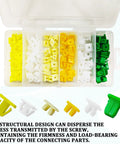 Hella Tough 120 Piece Nylon Grommet Screw Nuts Assortment Kit With Self Tapping Inserts showing colorful nylon fasteners in storage container.