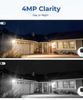 4MP Indoor Outdoor Home Security Camera System, 2 Pack, 2.4G And 5G WiFi, night and day view of a house
