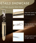 Brass Permanent Match Lighter With Keychain Flint Fire Starter features durable metal body and portability for camping.