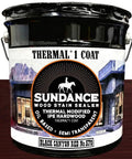 Top Shelf One Coat Wood Stain And Sealer For Thermally Modified Exterior Decking In Bold Black Canyon Red Semi Transparent Color, 5-gallon can.