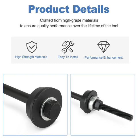 Steering head cup stem post installer tool for Harley‑Davidson, black metal with threaded bolt