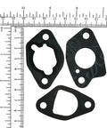 Three gaskets from Two Pack Gasket Kit For Honda GX160 GX200 And Clone Engines And Generators with ruler for scale