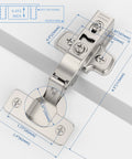 Full Overlay Soft Close Concealed Frameless Cabinet Hinges 50 Pack Satin Nickel Clip On Self Closing 3D Adjustable Stainless Steel
