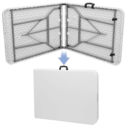 Six Foot Folding Table For Indoor And Outdoor Use, Portable Heavy Duty Fold In Half Plastic Dining Table With Carrying Handle