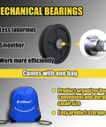 Heavy Duty Block And Tackle System With 2200 Lbs Breaking Strength Fifty Feet Of Three Eighths Inch Rope Five To One Lifting Power Pulley Hoist For Construction Warehouses Animal Husbandry And Farm Use Built Like A Boss Durable Black mechanical bearings with blue storage bag