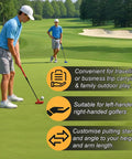 Two golfers using Adjustable Putter Mini Golf Set With Retractable 16 To 36 Inch Shaft, playing on green, practicing putting skills.