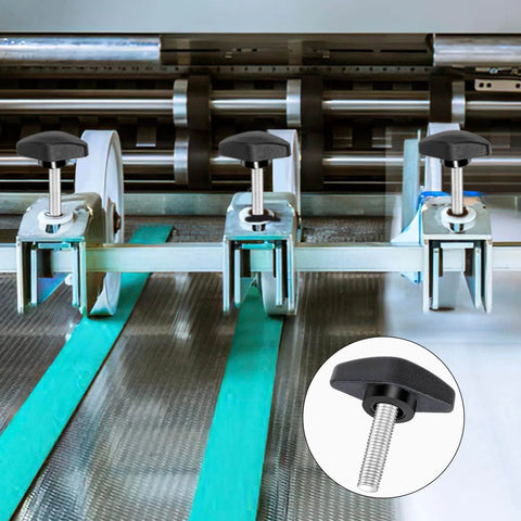 M6 20mm Thumb Screws With T Handle Wing Knobs For Woodworking Machines Black 4 Pack installed in machinery