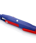 Pen Style Control Cabinet Key with Swivel Four Profile Heads, Eight and One Eighth Inch Long, blue and red utility tool
