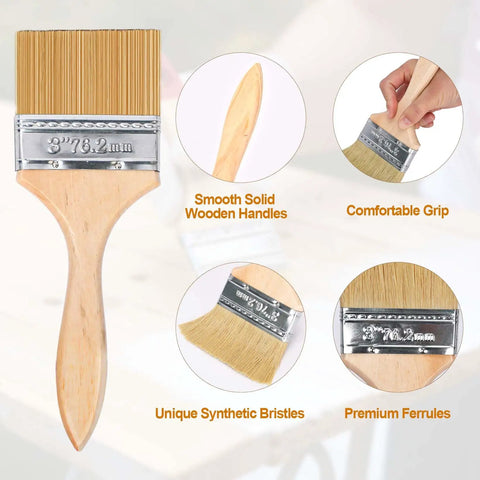Image of a brush with smooth solid wooden handle and unique synthetic bristles, showcasing premium ferrules and comfortable grip.