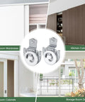 Sliding Closet Door Roller Set For Wardrobes Replacement Rollers Hardware Kit In Silver Eight Piece Pack Quiet Operation And Smooth Glide Durable Wardrobe Sliding Track Wheel System For Easy Low Noise Door Movement