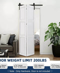Heavy Duty 36 Inch Bi-Fold Barn Door Hardware Kit Fits Two 16 Inch Closet Doors, Sliding Track, Black Finish, Door Not Included