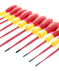 Beefy Insulated Slim Screwdriver Set, 11-Piece With Slotted 3.5mm 4mm 4.5mm 5.5mm 6.5mm, Phillips 1 And 2, Xeno 1 And 2, Square 1 And 2