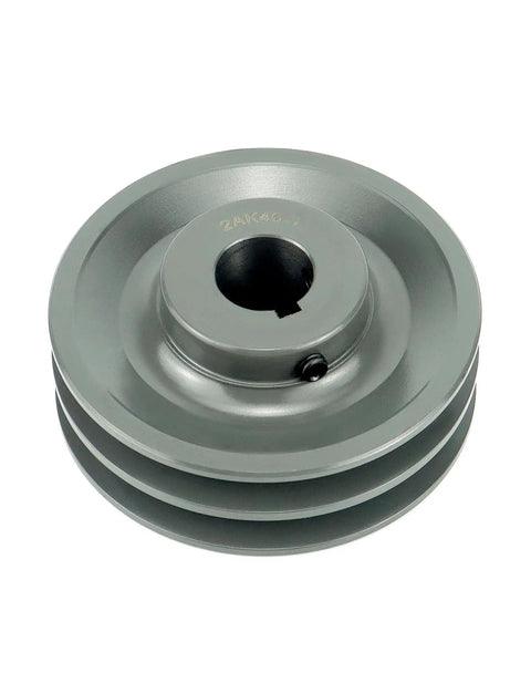 Double Groove V Belt Pulley, 4.45 Inch Outside Diameter, 1 Inch Fixed Bore, 2 Groove Sheave For A, 3L And 4L V Belts, Cast Iron