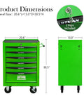 Heavy Duty 21 Inch Lockable Rolling Tool Cabinet With Ball Bearing Slides Sturdy Steel Worktop And Park Lock Casters For No Fuss Garage Organization Green, 20.6x13x30.5 inches.