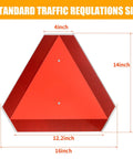 Premium Quality Heavy Duty Aluminum Slow Moving Vehicle Triangle Safety Sign 14x16 inch with reflective surface for visibility.