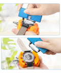 Using Grooved Watch Back Opener Kit For Notched Cases - Wrench Tool To Rotate Open The Grooved Case Back for battery replacement