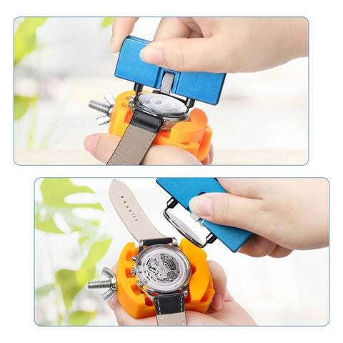 Using Grooved Watch Back Opener Kit For Notched Cases - Wrench Tool To Rotate Open The Grooved Case Back for battery replacement