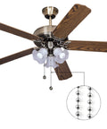 Ceiling fan with 120 Inch Beaded Ball Pull Chain Extension For Roller Shades Stainless Steel Bead Chain Extender With 10 Connectors